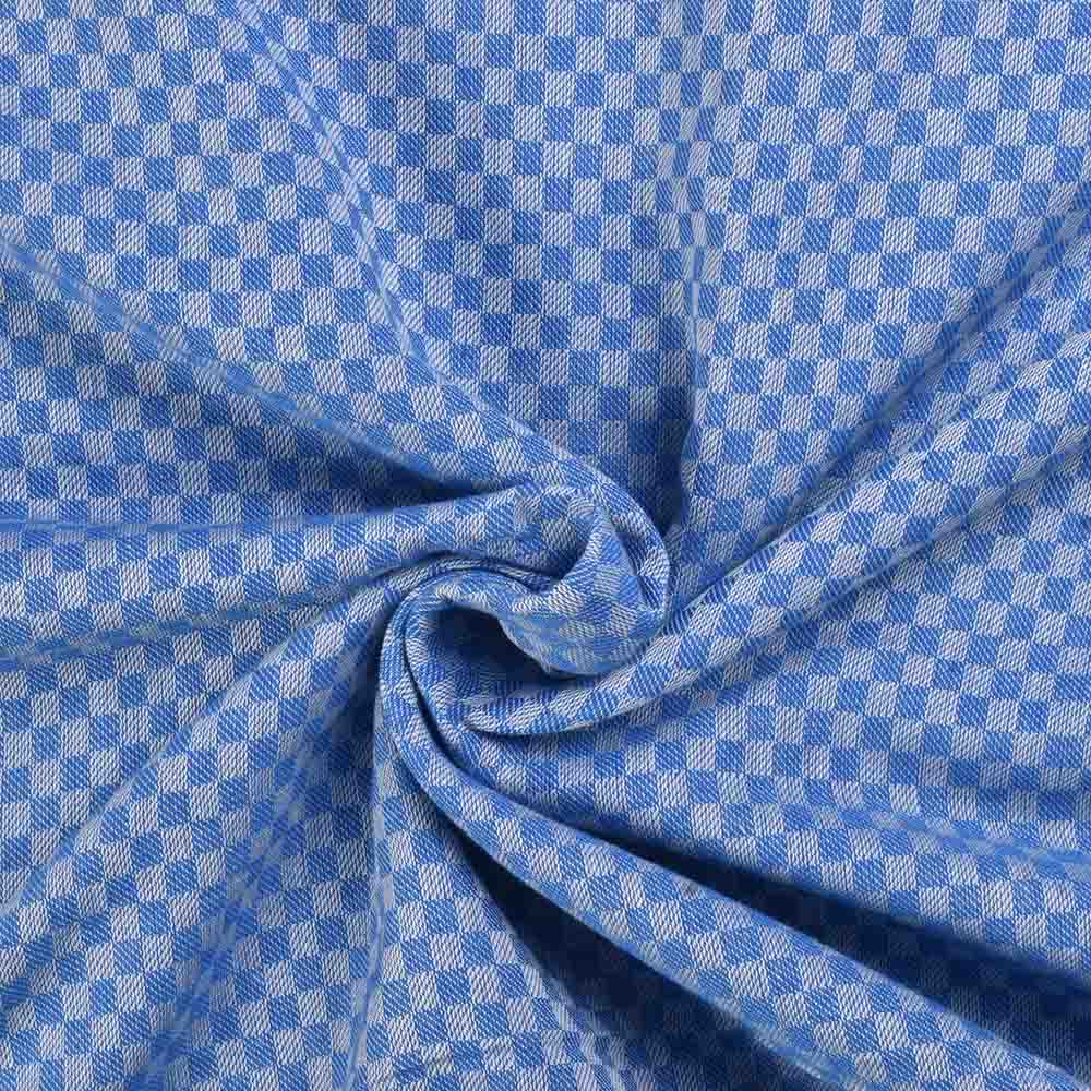 Check Blue & White Twill Pure Cotton 100 GSM Handwoven Fabric