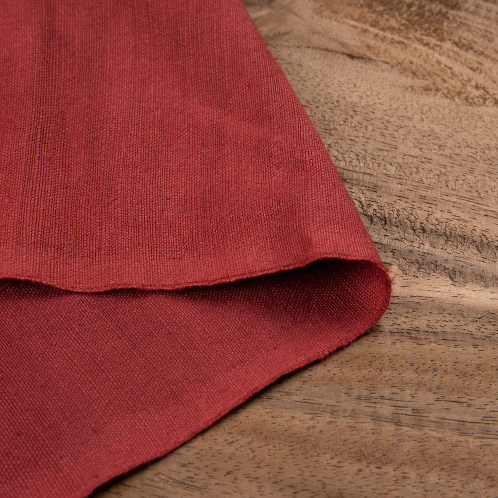 Plain Red Khadi Cotton 195 GSM Handwoven Fabric