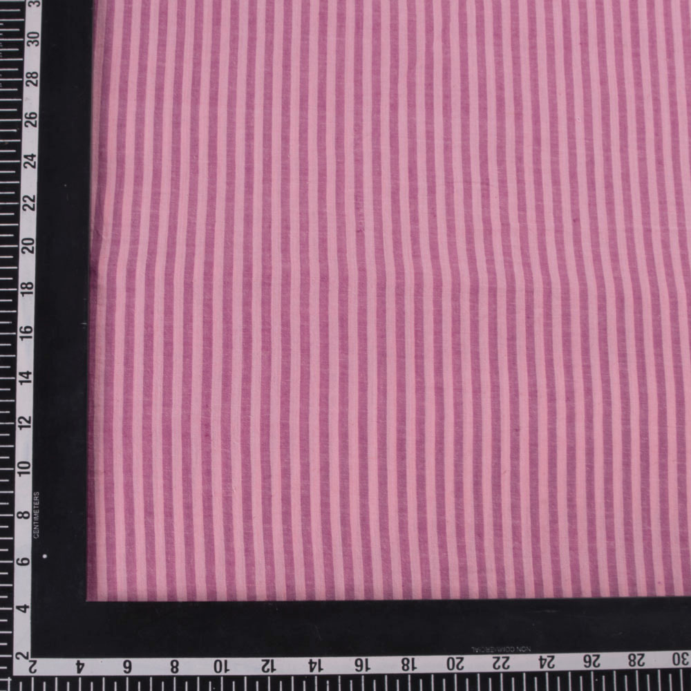 STRIPE PINK PURE COTTON 82 GSM HANDWOVEN FABRIC