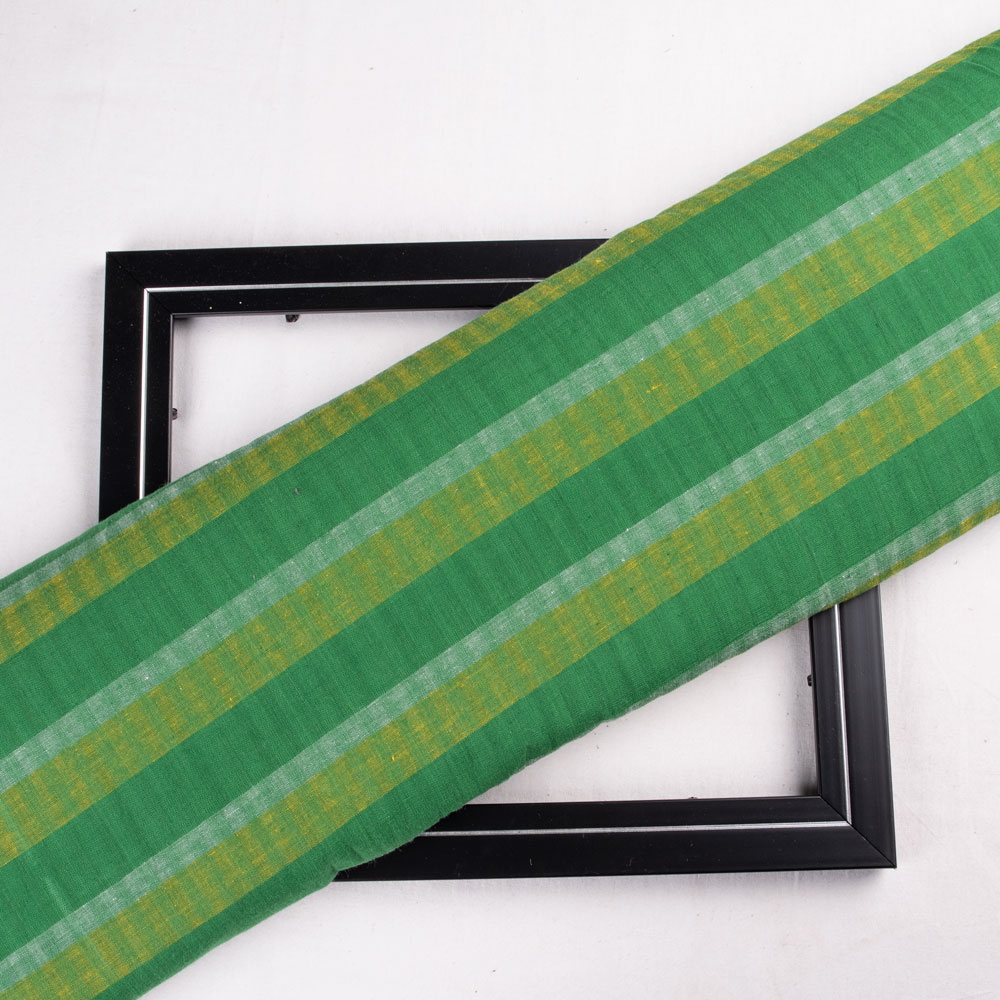 Stripe Green Pure Cotton 92 GSM Handwoven Fabric 126