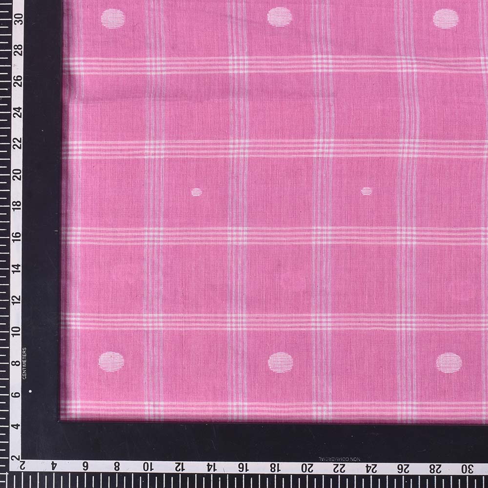 CHECK PINK JAMDANI PURE COTTON 70 GSM HANDWOVEN FABRIC 287