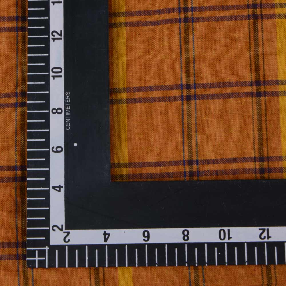 CHECK MUSTARD PURE COTTON 100 GSM HANDWOVEN FABRIC 149
