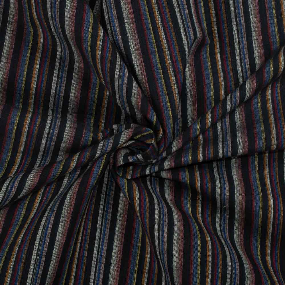 Stripe Multicolor Cotton Khadi 130 GSM Handwoven Fabric 07