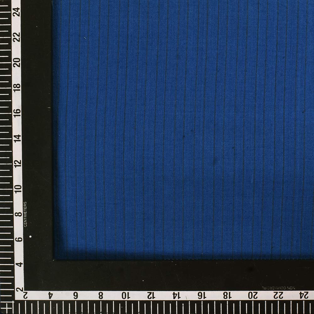 STRIPE BLUE PURE COTTON 74 GSM HANDWOVEN FABRIC P17