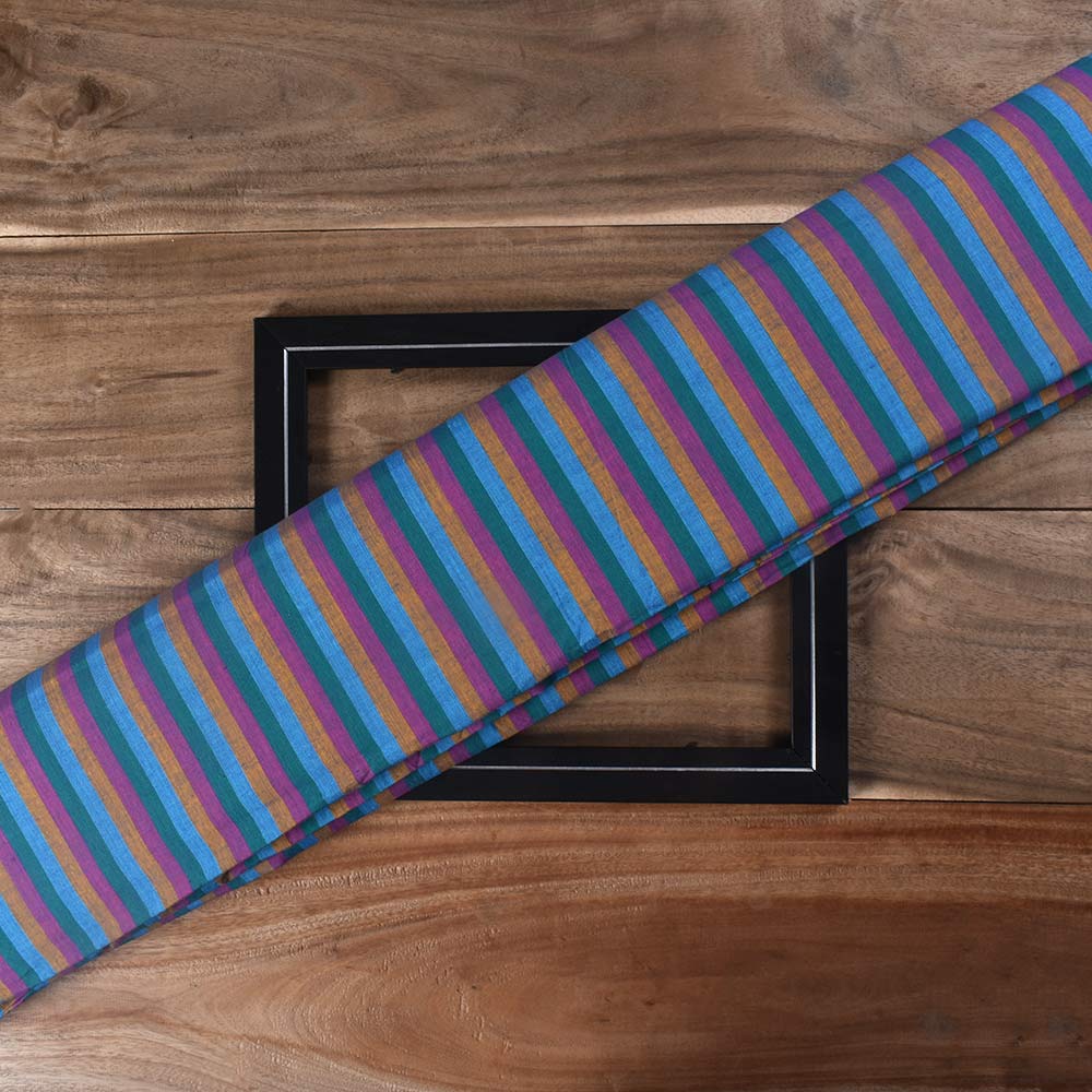 Stripe Multi Color Pure Cotton 80 GSM Handwoven Fabric 248