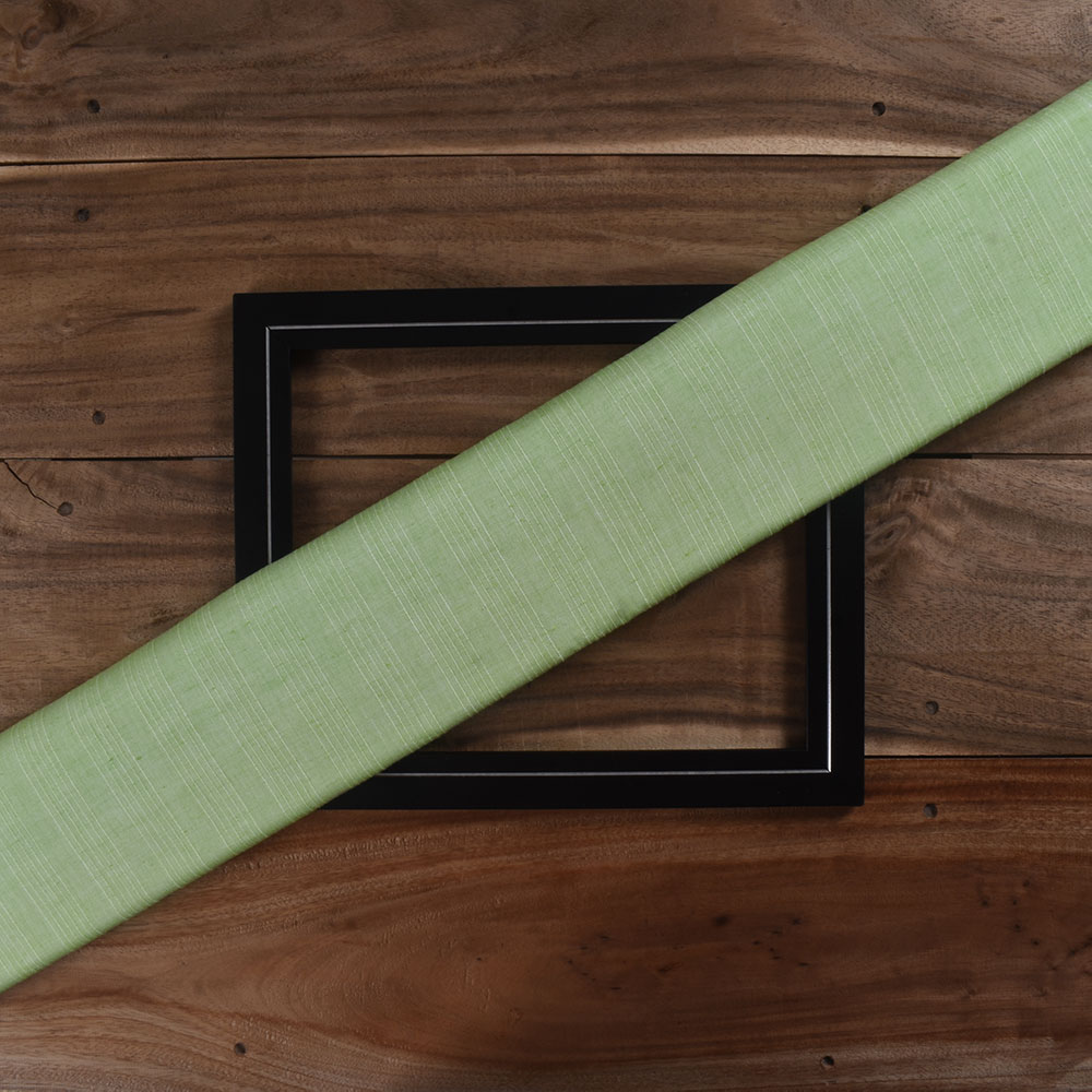 Stripe Lime Green Pure Cotton 80 GSM Handwoven Fabric