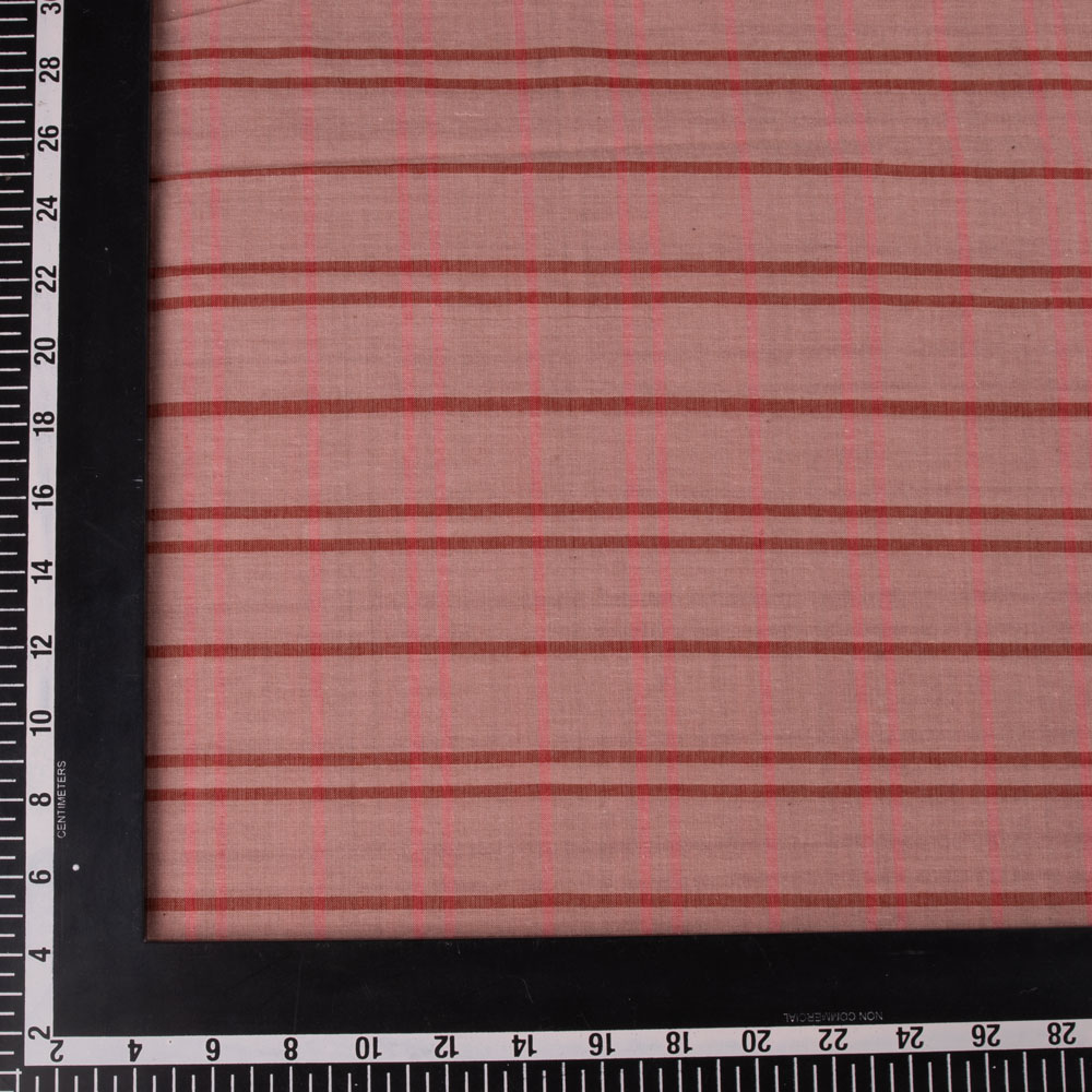 CHECK BROWN PURE COTTON 55 GSM HANDWOVEN FABRIC