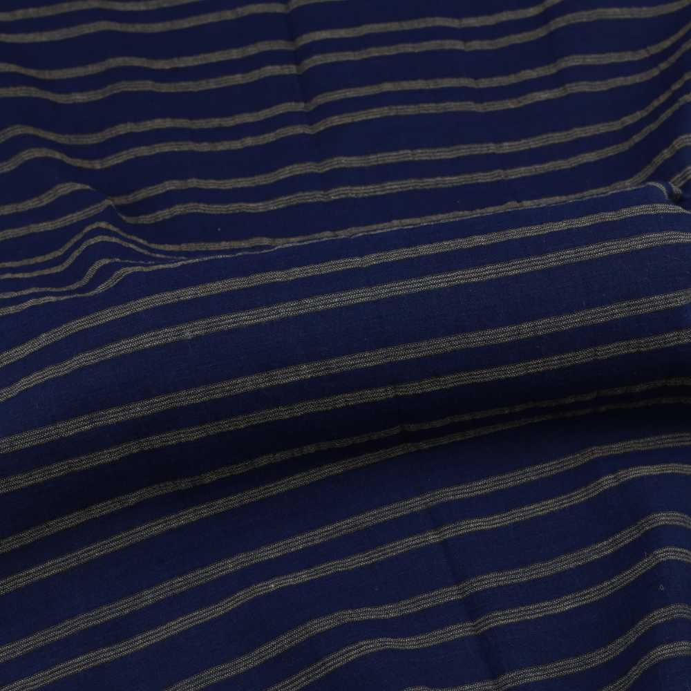 Stripe Ink Blue & Grey Pure Cotton 95 GSM Handwoven Fabric