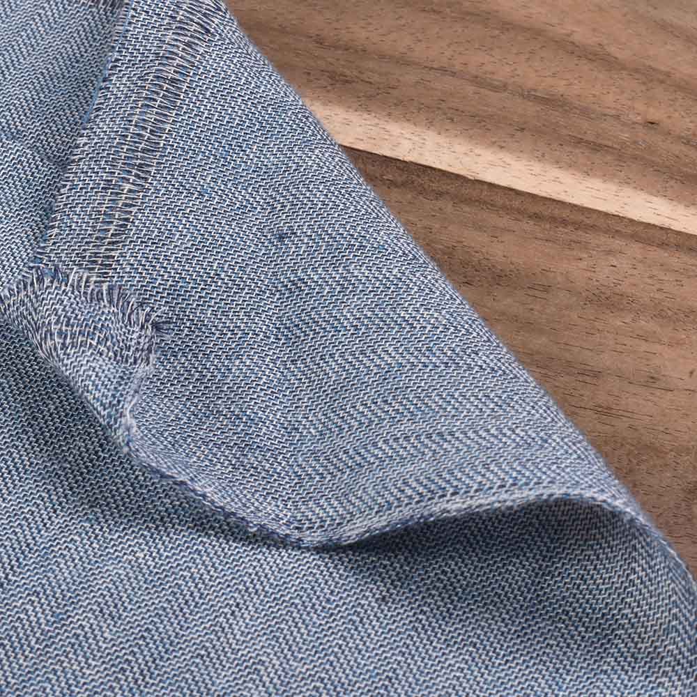 Herringbone petrol blue twill pure cotton 100 GSM handwoven Fabric