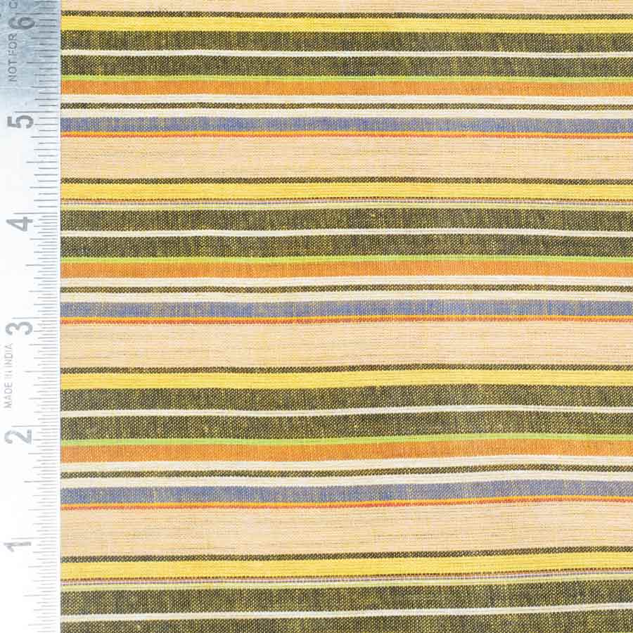 STRIPE PALE YELLOW MULTICOLOUR PURE COTTON 78 GSM HANDWOVEN FABRIC
