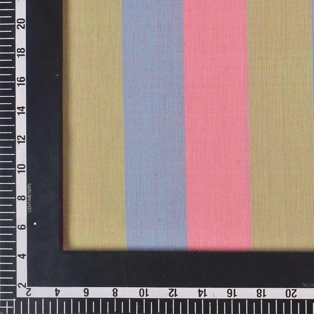 STRIPE MULTICOLOR PURE COTTON 98 GSM HANDWOVEN FABRIC 256