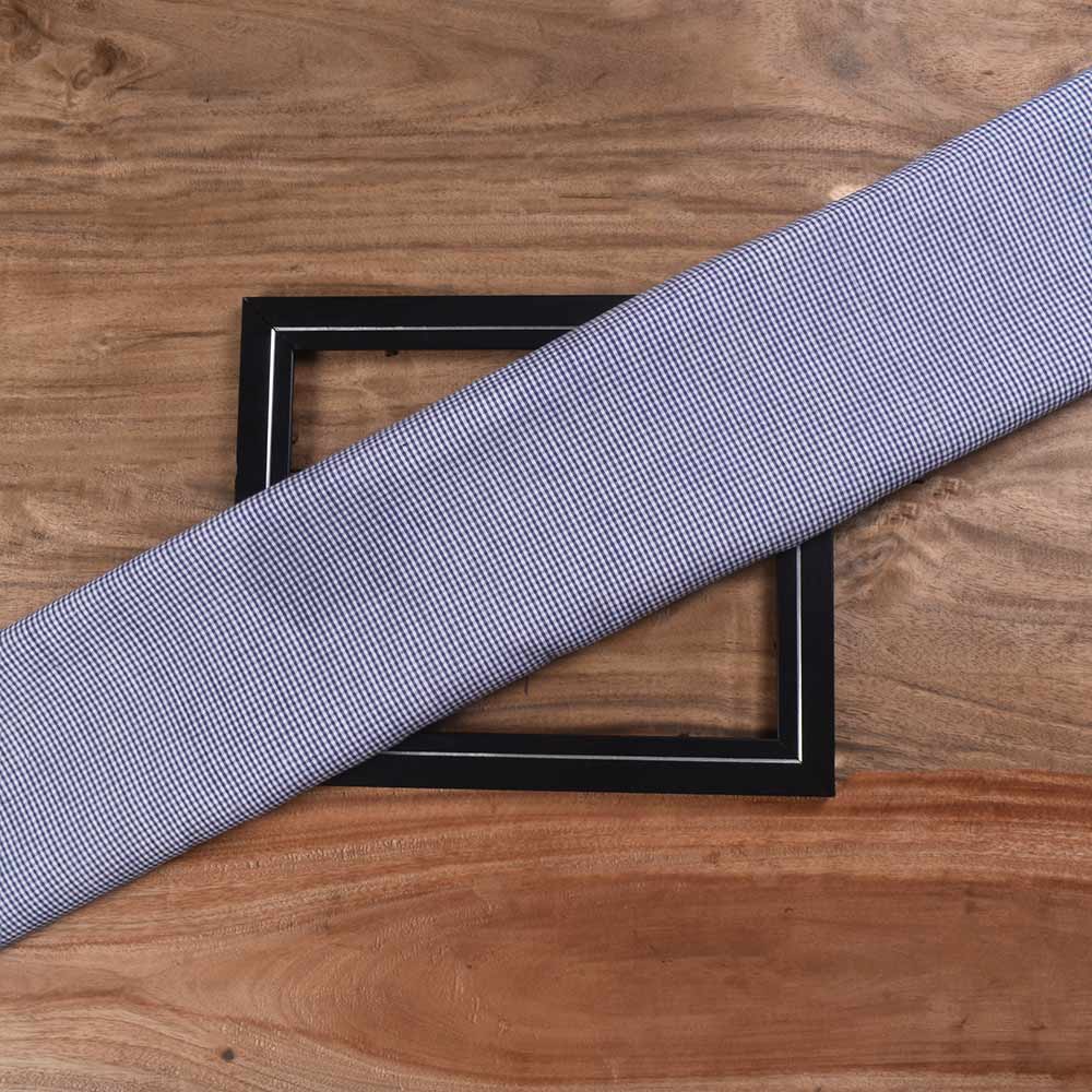 Check Blue Pure Cotton 84 GSM Handwoven Fabric
