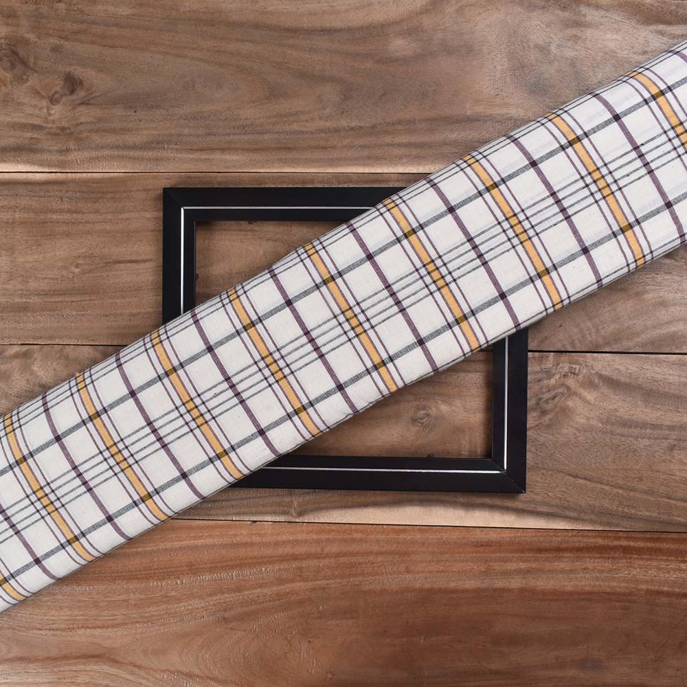 Check Multicolour Pure Cotton Handwoven 94 GSM Fabric
