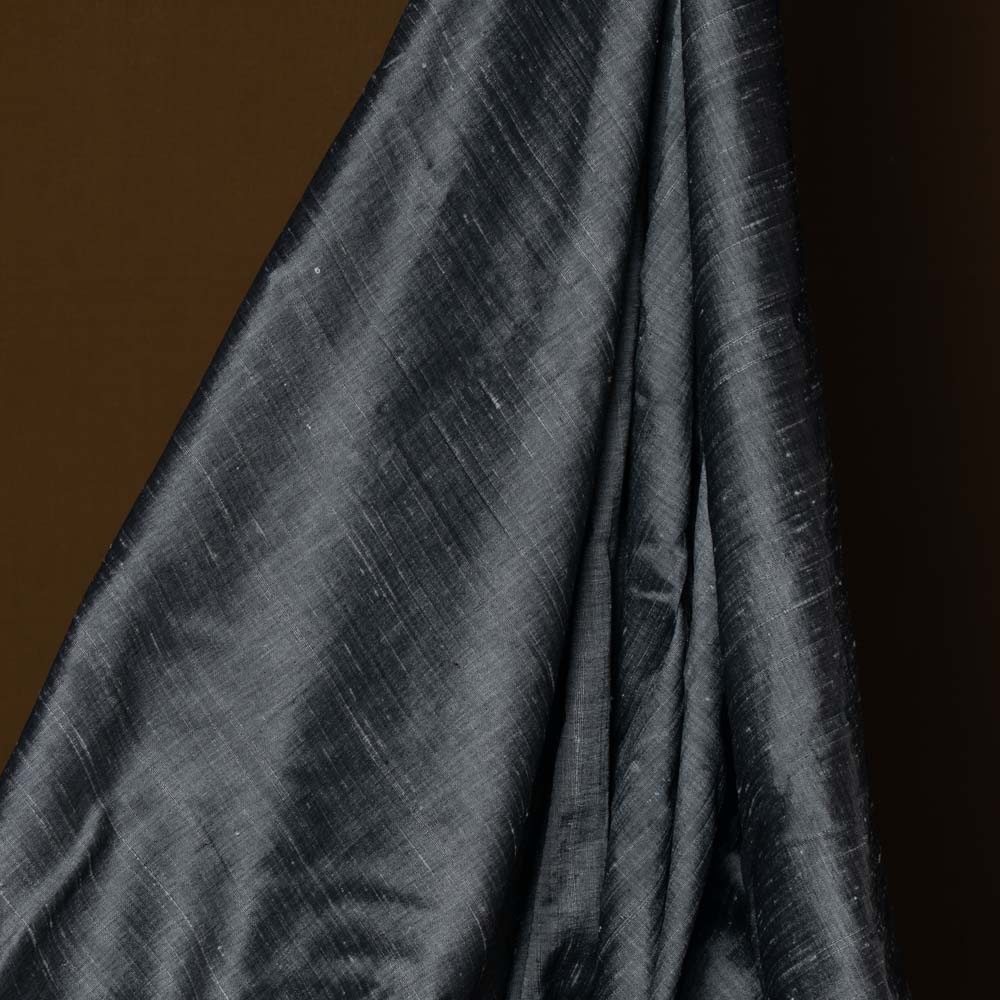Plain Grey Cotton Dupion Silk 141 GSM Handwoven Fabric
