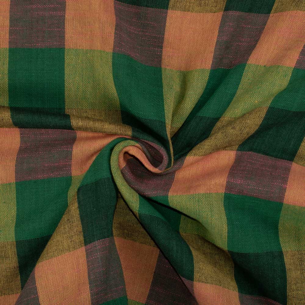 Check Multicolor Pure Cotton 100 GSM Handwoven Fabric 707