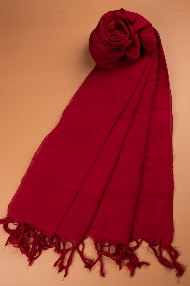 STRIPE RED HANDWOVEN PURE COTTON SCARF