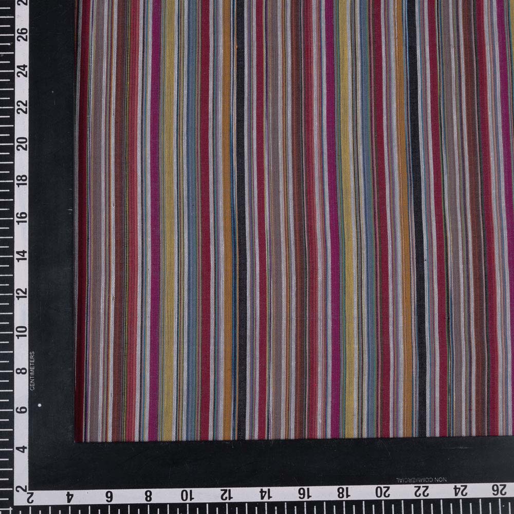 STRIPE MULTICOLOUR PURE COTTON 94 GSM HANDWOVEN FABRIC 133