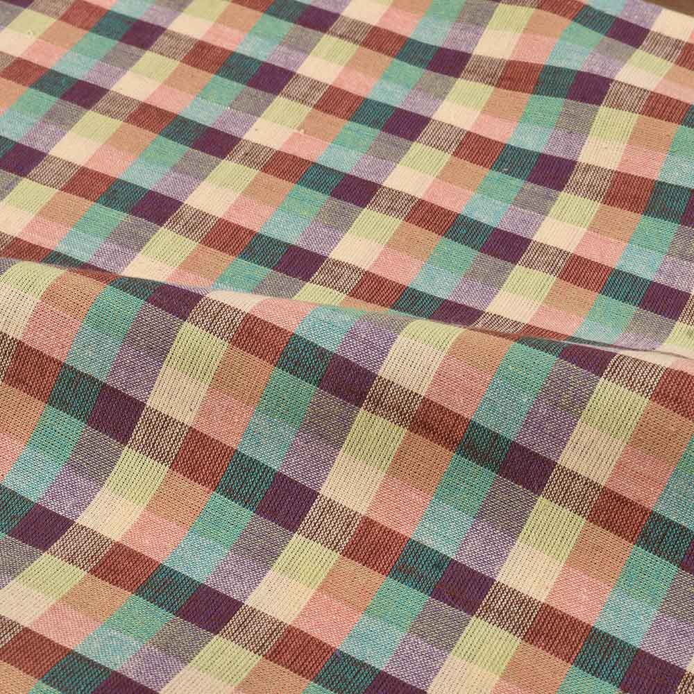 CHECK MULTICOLOUR PURE COTTON 97 GSM HANDWOVEN FABRIC