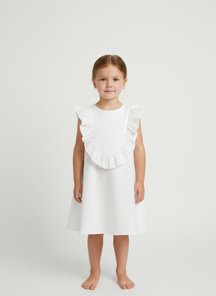 Ruffled V Kids Dress