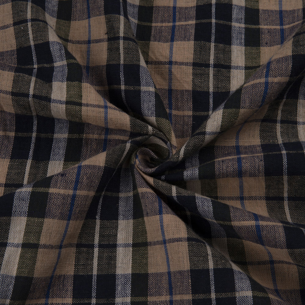 Check Brown & Black Pure Cotton 92 GSM Handwoven Fabric 283