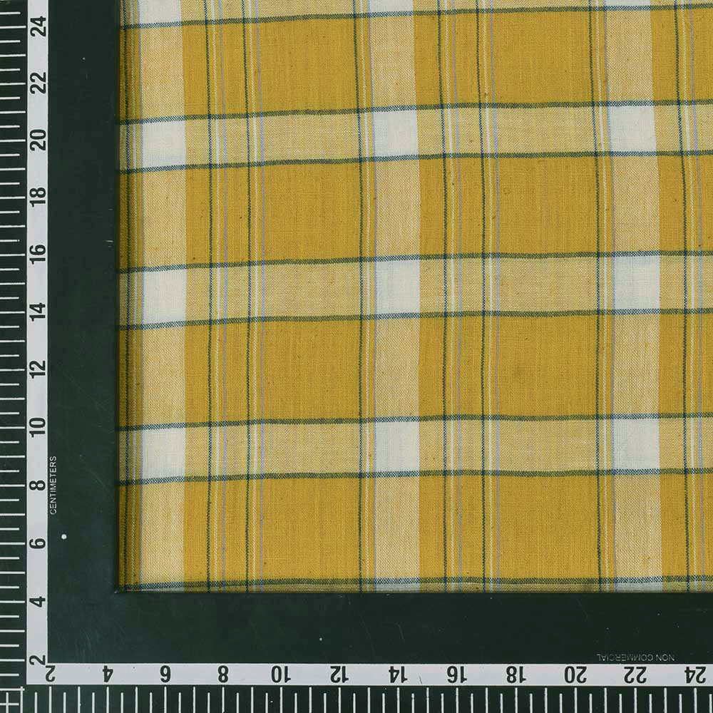 CHECK YELLOW PURE COTTON 93 GSM HANDWOVEN FABRIC 23