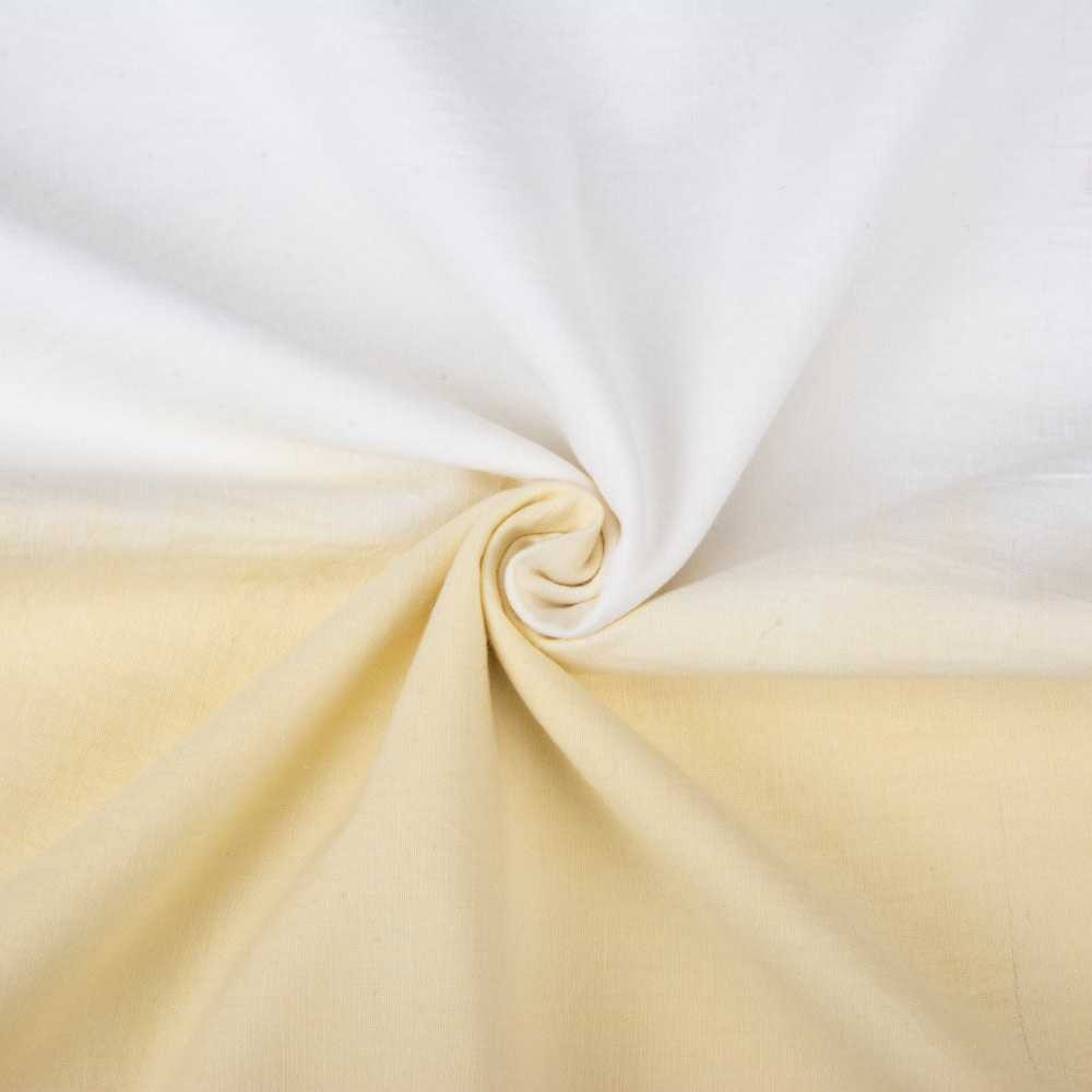 Abstract Pale Yellow & White Tie Dye Khadi Cotton 110 GSM Handwoven Fabric