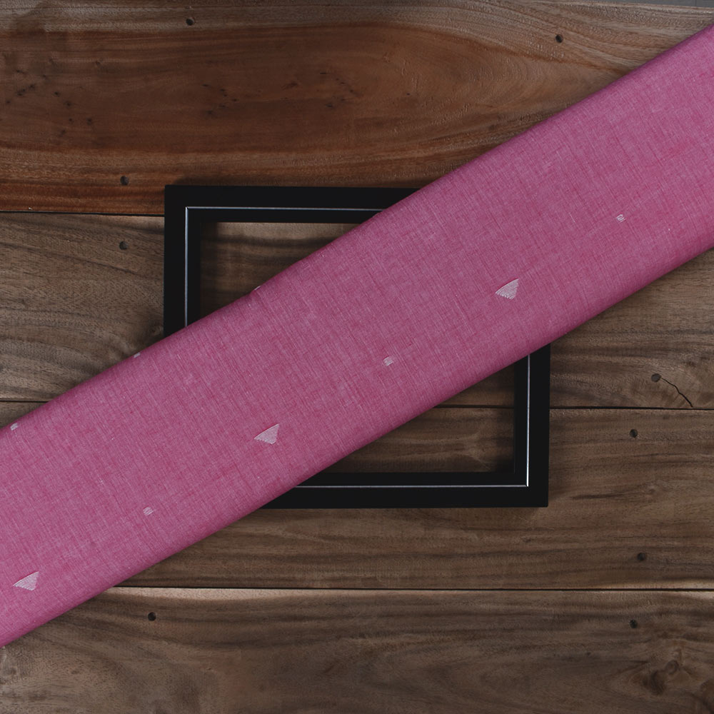 Geometric Pink Jamdani Pure Cotton 54 GSM Handwoven Fabric
