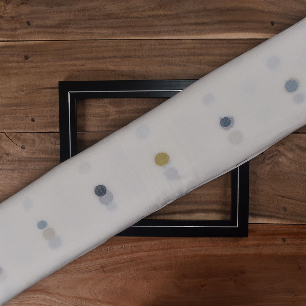 Polka Dot White Jamdani Pure Cotton 58 GSM Handwoven Fabric
