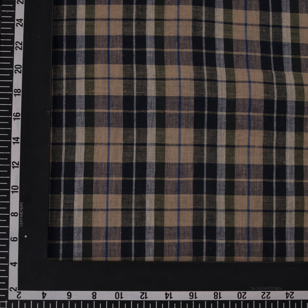 CHECK BROWN & BLACK PURE COTTON 92 GSM HANDWOVEN FABRIC 283