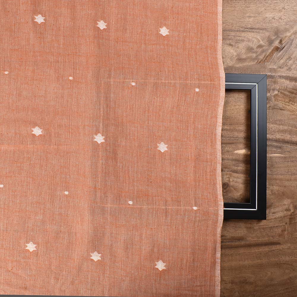 STAR LIGHT BROWN JAMDANI PURE COTTON 60 GSM HANDWOVEN FABRIC