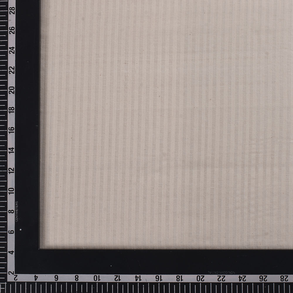 STRIPE CREAM COTTON & MULBERRY SILK BLEND 68 GSM HANDWOVEN FABRIC