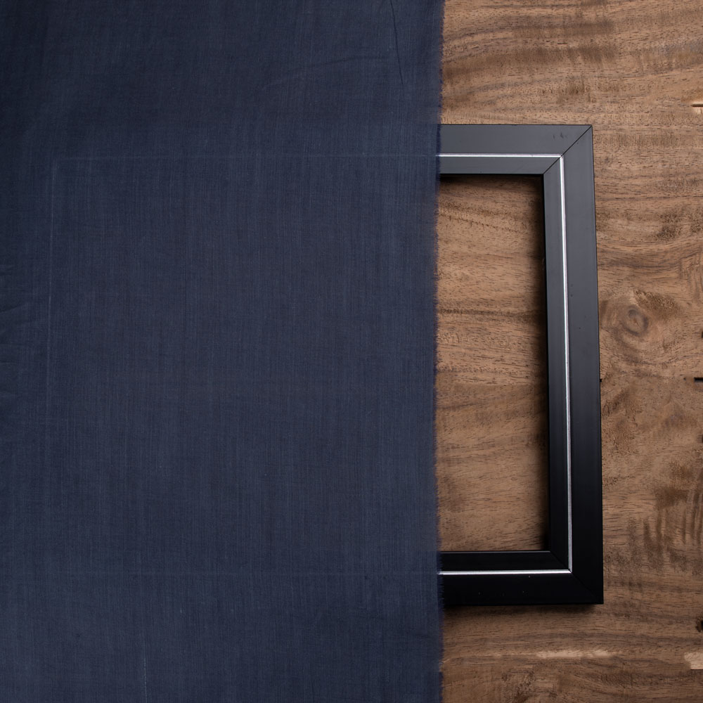 PLAIN NAVY BLUE KHADI COTTON 69 GSM HANDWOVEN FABRIC