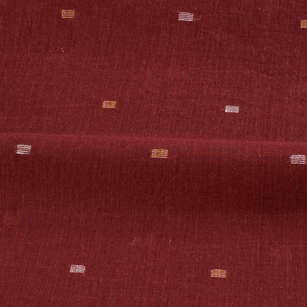 GEOMETRIC RED JAMDANI PURE COTTON 56 GSM HANDWOVEN FABRIC
