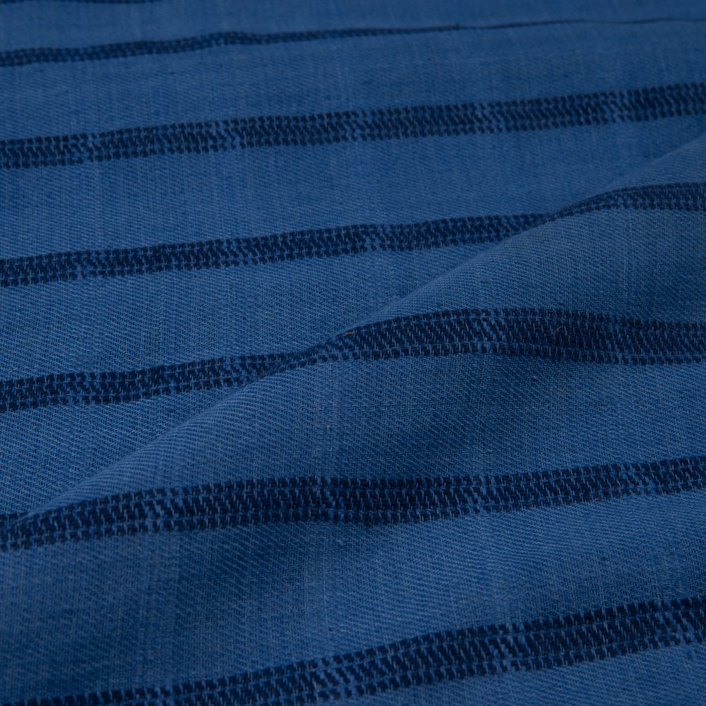 STRIPE TWILL BLUE PURE COTTON 127 GSM HANDWOVEN FABRIC