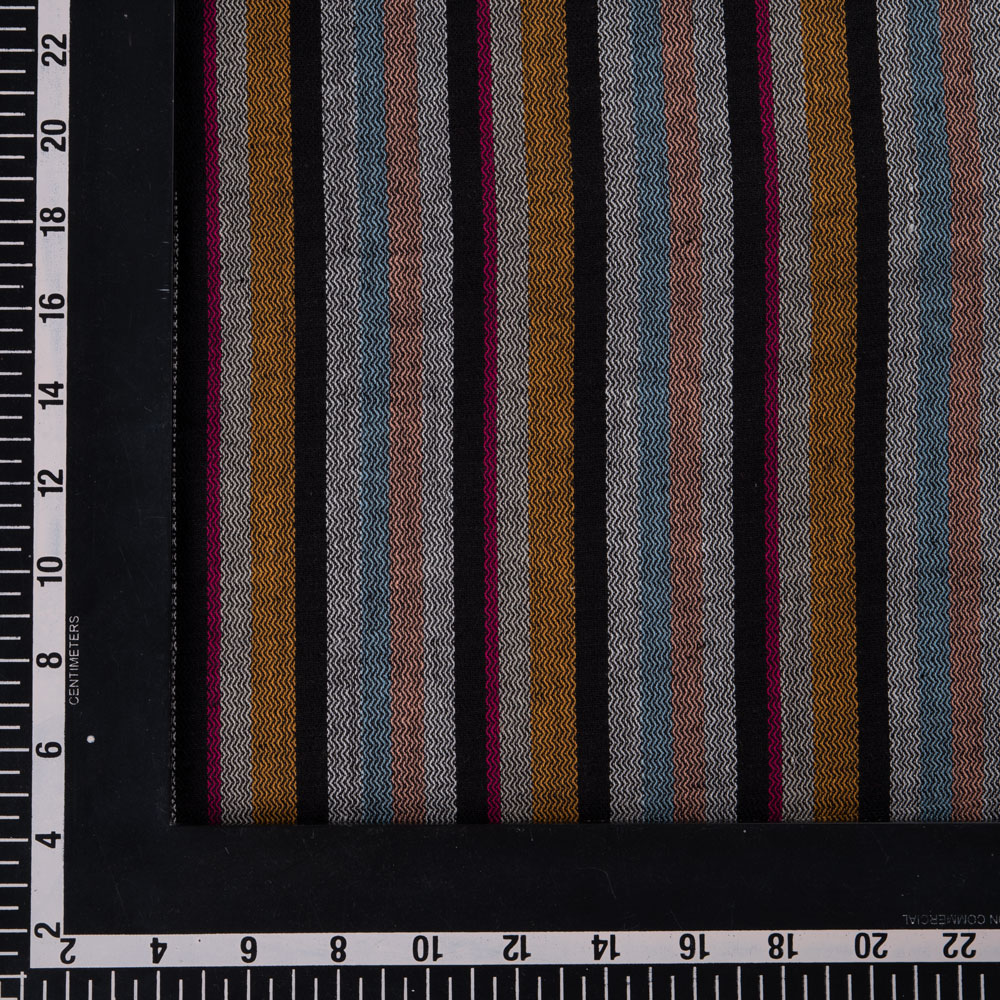 STRIPE HERRINGBONE TWILL MULTICOLOUR KHADI COTTON 100 GSM HANDWOVEN FABRIC