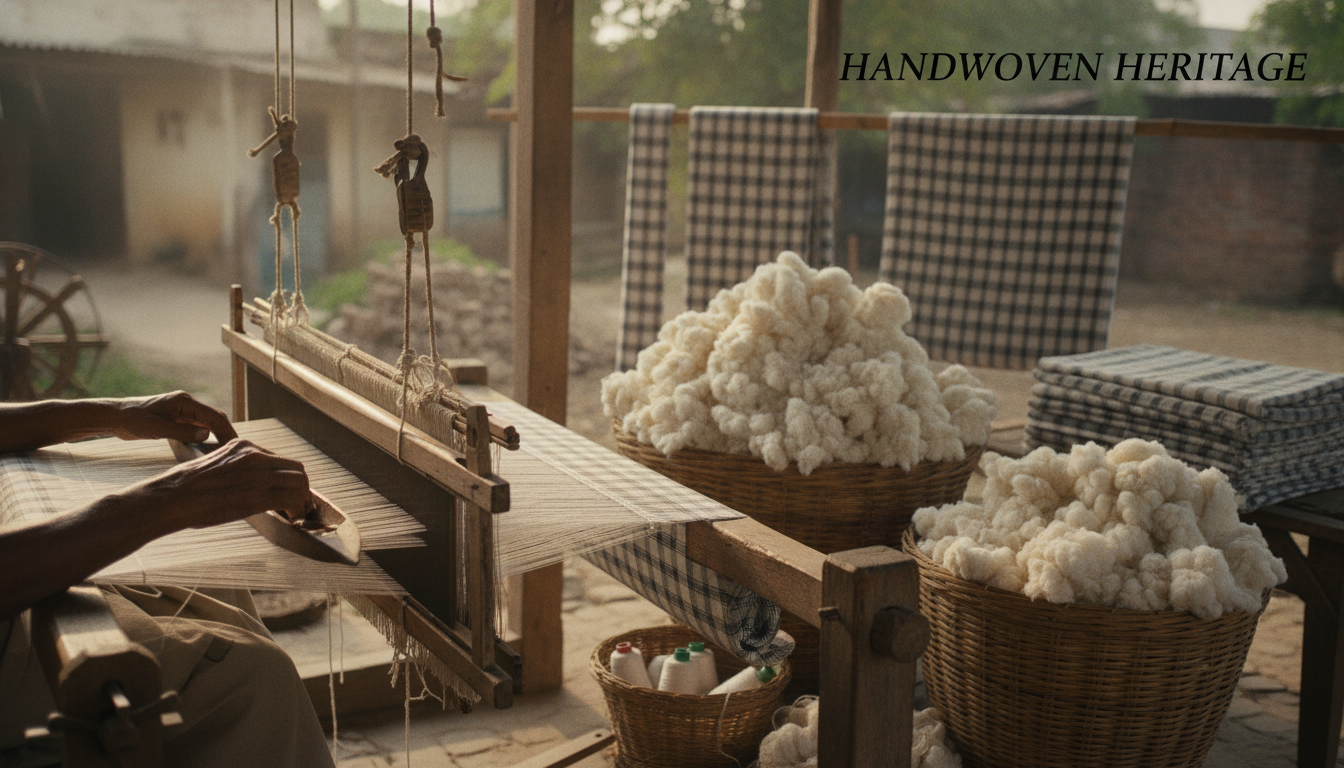 Bulk organic cotton fabric from India displayed for ethical fashion sourcing.