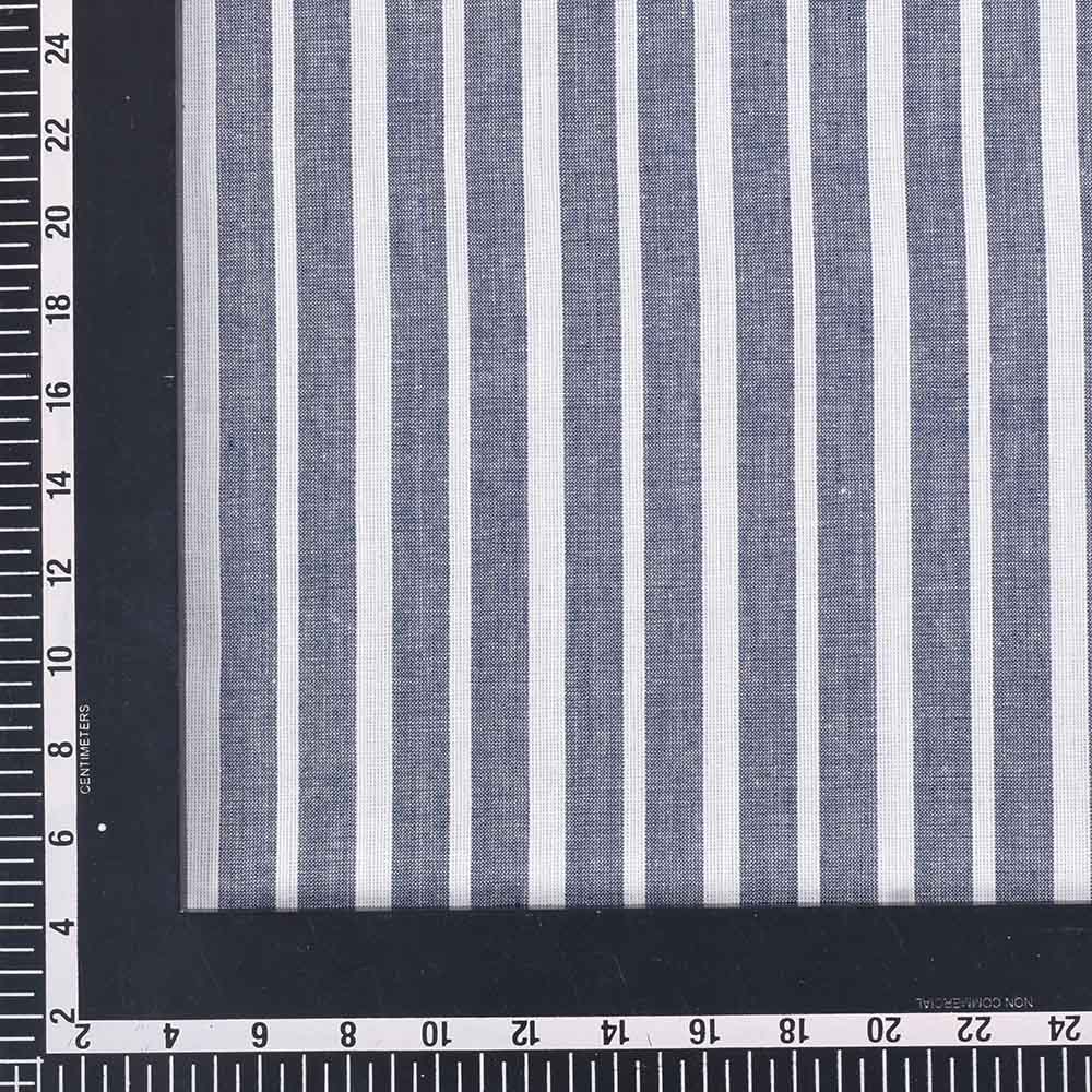 STRIPE BLUE WHITE PURE COTTON 100 GSM HANDWOVEN FABRIC 292