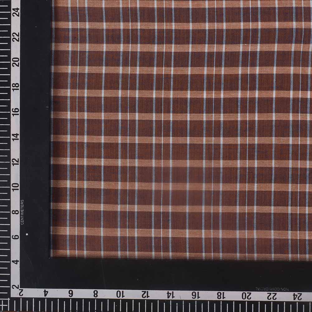 CHECK BROWN PURE COTTON 76 GSM HANDWOVEN FABRIC