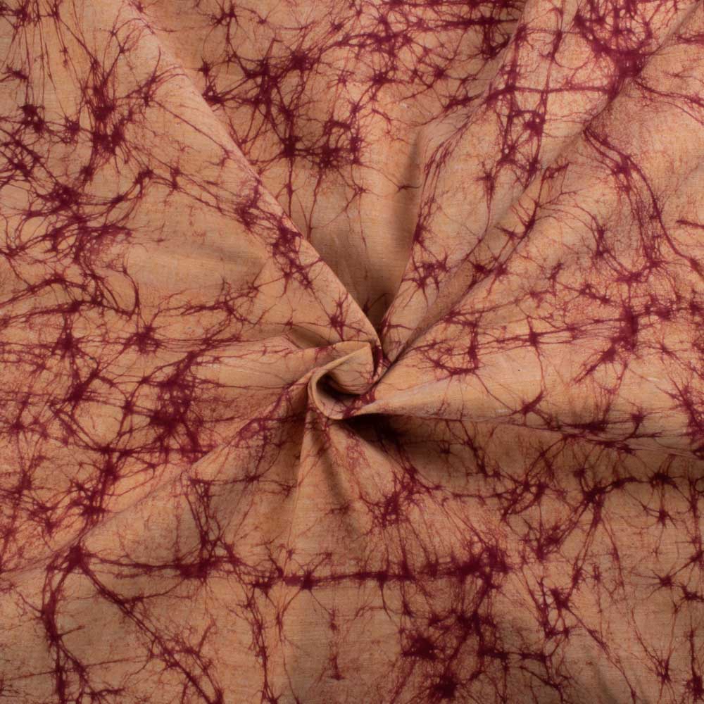Abstract Brown Batik Printed Khadi Cotton 105 GSM Handwoven Fabric