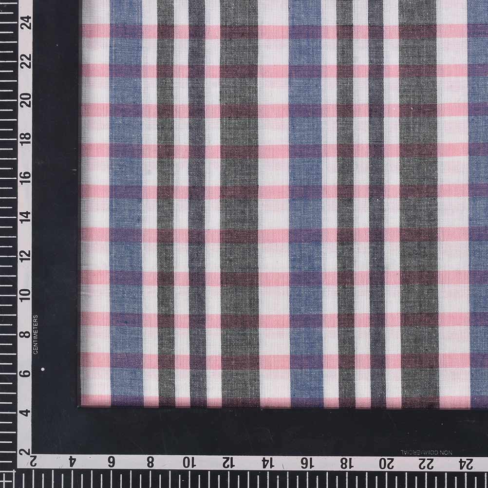 CHECK MULTICOLOR PURE COTTON 94 GSM HANDWOVEN FABRIC