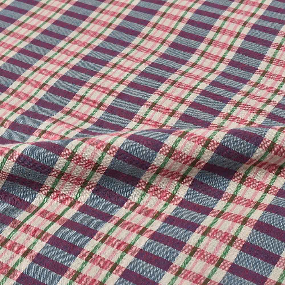 CHECK MULTICOLOR PURE COTTON 100 GSM HANDWOVEN FABRIC 379A