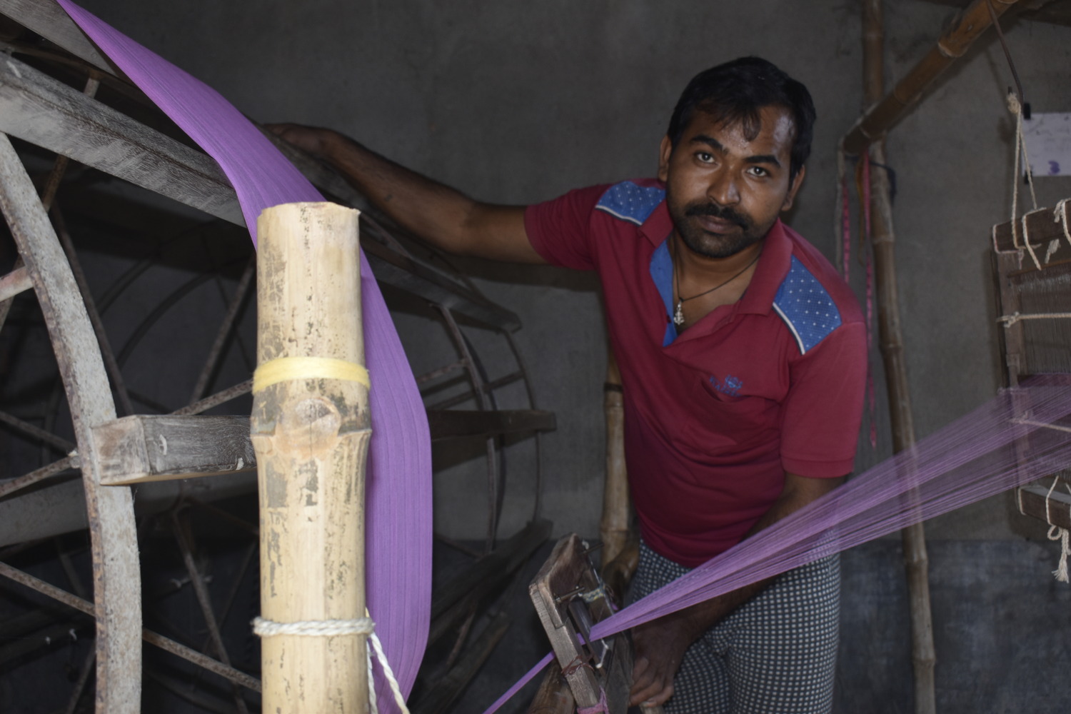 Artisan working on handloom