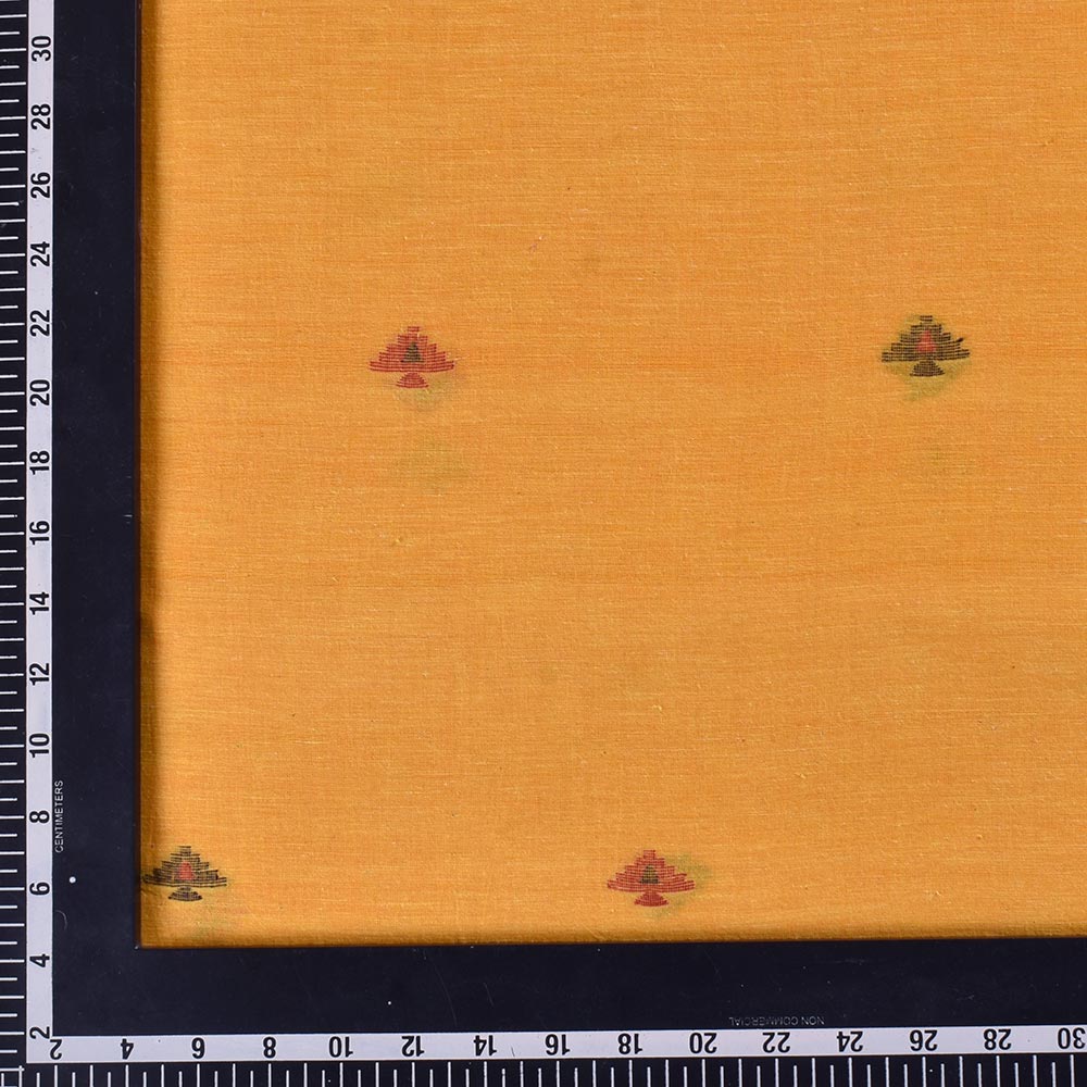 GEOMETRIC ORANGE JAMDANI PURE COTTON 62 GSM HANDWOVEN FABRIC
