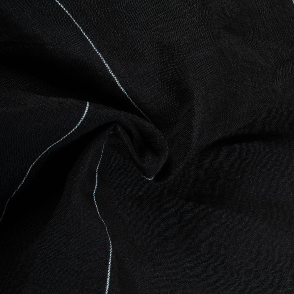 Stripe Black Pure Linen 121 GSM Handwoven Fabric