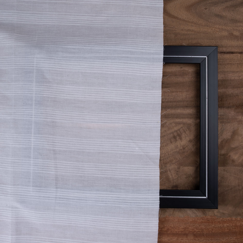 WHITE STRIPE COTTON ORGANDY 71 GSM FABRIC - BLEACHED WHITE & DYEABLE
