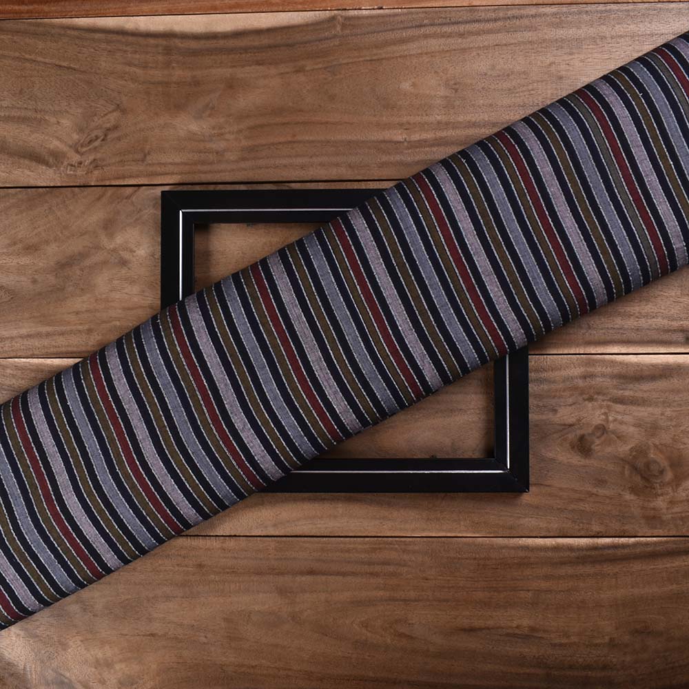Stripe Multicolor Pure Cotton 60 GSM Handwoven Fabric