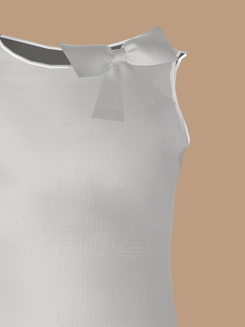 Knee Length Dress - Front Pockets- Side Neck Bow