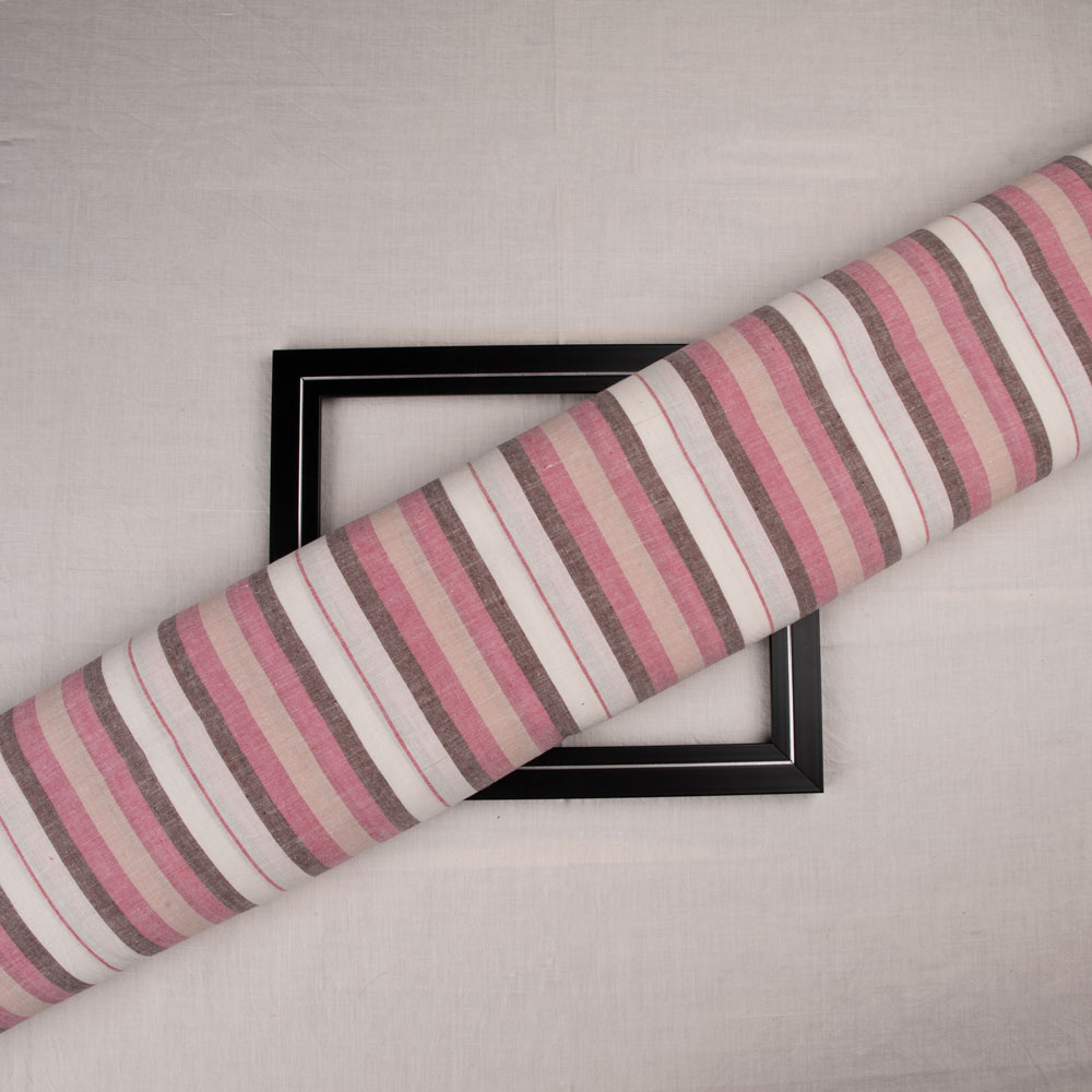Stripe Red Pure Cotton 96 GSM Handwoven Fabric 170