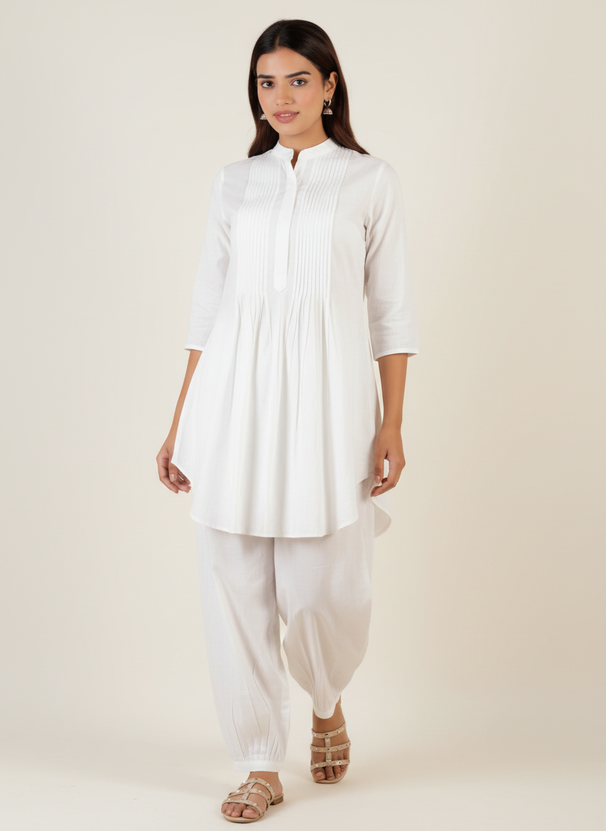 Kurta Top & Pleated Bottom Co-ord Set