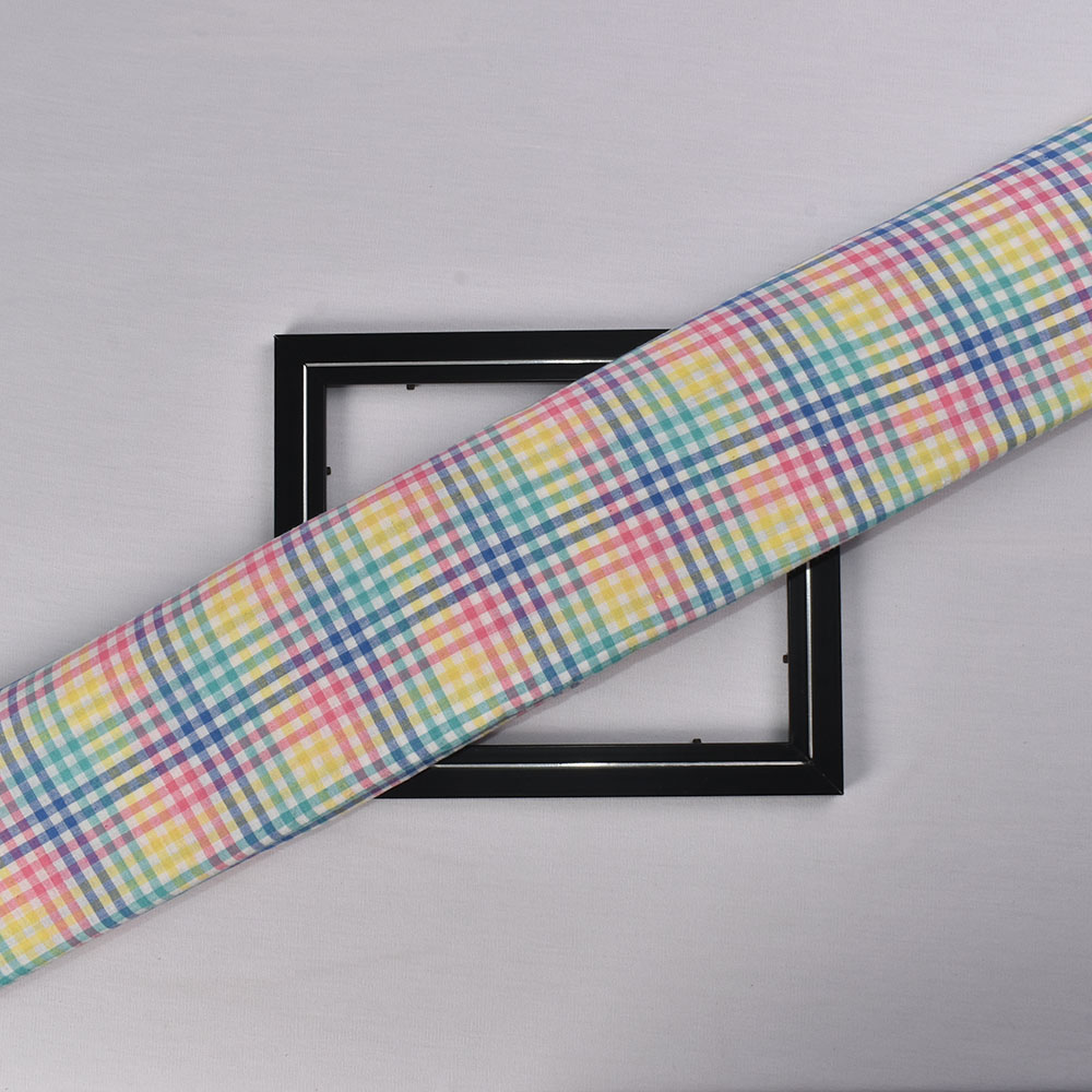 Check Rainbow Khadi Cotton 105 GSM Handwoven Fabric 598